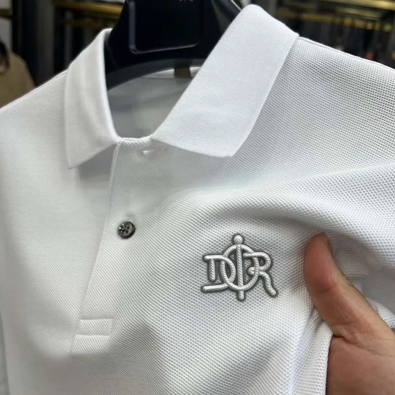 T-shirt haut de gamme 100% coton pur été nouveau pour hommes à manches courtes polo décontracté confortable respirant avec badge de marque exquis haut